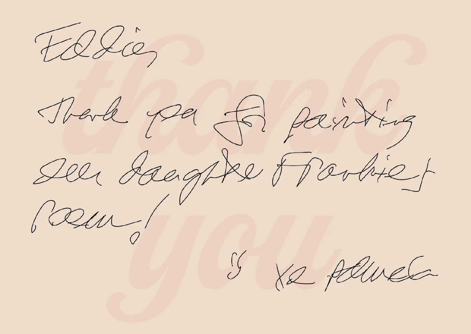 Handwritten thank-you card from a homeowner